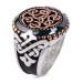 Special Design Silver Men's Ring Surrounded By Green Stones