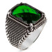 Green Zircon Stone Silver Men's Ring