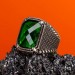 Green Zircon Stone Silver Men's Ring