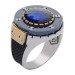 خاتم من الفضة للرجال عيار 925 مزين بحجر الزركون الازرق