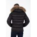 Men's Removable Fur Hooded Stand Up Collar Filled Water Repellent Inflatable Coat 9582