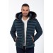 Men's Removable Fur Hooded Padded Arm Zippered Water Repellent Inflatable Coat 9506
