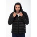 Men's Hooded Filled Stand Up Collar Zippered Thermal Lined Water Repellent Inflatable Coat 9601