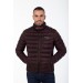 Men's Hoodless Filled Stand Up Collar Zippered Thermal Lined Water Repellent Inflatable Coat 9597