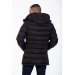 Men's Long Removable Hooded Filled Water Repellent Inflatable Coat 9596
