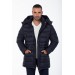 Men's Long Removable Hooded Filled Water Repellent Inflatable Coat 9596