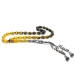Fiery Amber Rosary With Yellow Tassels With A Name Written On It