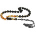 Original Amber Rosary With Black And White Silver Tassels