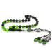 Original Amber Rosary With Green And Black Silver Tassels