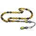 Original Yellow And Black Amber Rosary With Silver Tassels 1000