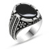 925 Sterling Silver Domed Black Onyx Stone Men Ring