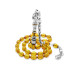 Amber Rosary With Yellow Silver Wolf Head Tassel