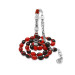 Amber Rosary With Silver Tassels, Red And Black Tulips
