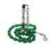 Amber Rosary With Silver Tassels And Green Tulips