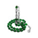 Zulfiqar Rosary Is Amber With A Green Silver Tassel