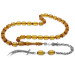 Yellow Amber Rosary With A Silver Tassel With A Name Written On It