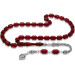 Mens Amber Rosary With Dark Red Decorated Silver Tassel