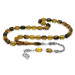 Mens Amber Rosary With A Yellow And Black Decorated Silver Tassel