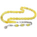 White And Yellow Amber Rosary With Spiral Silver Tassel