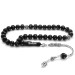 Silver Tassel Name Written Erzurum Oltu Stone Prayer Beads