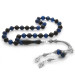 Blue And Black Compressed Amber Rosary With 925 Silver Tassels