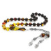 Honey Amber And Black Rosary With 925 Silver Tassels