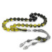 Yellow And Black Amber Rosary With 925 Silver Tassels