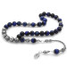 Silver Tassel Sphere Cut Name Written Blue Tigers Eye Natural Stone Prayer Beads