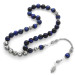 Silver Tassel Sphere Cut Name Written Blue Tigers Eye Natural Stone Prayer Beads