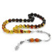Honey And Black Fiery Amber Rosary With 925 Silver Tassel