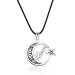 Crescent Star Design Personalized Name Written Silver Men Necklace