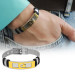 Crescent Star Themed Length Adjustable Steel Men Mesh Bracelet