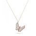 Elegant Design Rose Color Silver Butterfly Necklace With White Zircon Stone