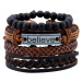 Leather Metal Ethnic Design Trust Written Retro Men Bracelet