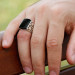 Square Black Onyx Stone 925 Sterling Silver Men Ring