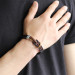 Knot Design Brown Leather Steel Combined Men Bracelet