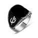 Elif Vav Written Black Onyx Stone 925 Sterling Silver Men Ring