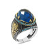 Turquoise Zircon Stone Oval Design Greek Ornamented Silver Men Ring