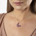 Elegant Design Silver Butterfly Necklace With Fuchsia Zircon Stone