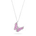 Elegant Design Silver Butterfly Necklace With Fuchsia Zircon Stone