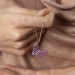 Elegant Design Silver Butterfly Necklace With Fuchsia Zircon Stone