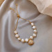 Pearl Oyster Design Gold Color Selenite Natural Stone Women Bracelet