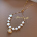 Pearl Oyster Design Gold Color Selenite Natural Stone Women Bracelet