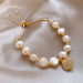 Pearl Oyster Design Gold Color Selenite Natural Stone Women Bracelet