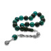 Fiery Amber Rosary With A Turquoise And Black Gradient Metal Tassel