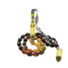 Amber Colored Rosary Inserted With Rope Style Metal Tassels