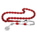 Fiery Red Amber Rosary With Metal Tassels