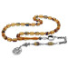Transparent Fiery Amber Colored Rosary With Metal Fringes