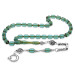 Fiery Amber And Water Blue Rosary With Metal Fringes
