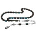 Black And Blue Fiery Amber Rosary With Metal Tassels